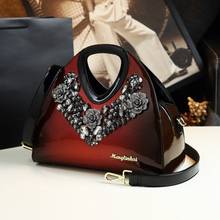 Bolso de mano de lujo con flores y diamantes para mujer, bolsa de hombro de piel auténtica, para fiesta de noche, novedad 2024 - compra barato