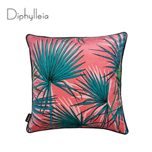 Diphylleia-funda de cojín de hojas tropicales, cubierta de almohada con estampado Vintage sin costuras, naranja y azul, 50x50cm 2024 - compra barato