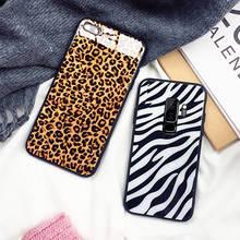 Funda de vidrio templado para móvil, carcasa dura con estampado de leopardo de lujo para Samsung Galaxy A7, A8, A6, A5, A9, 2018, 2018 2024 - compra barato