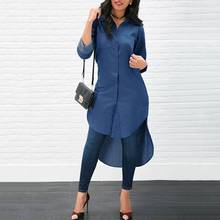 Vintacy Denim Shirt Women Jeans Shirts Womens Tops And Blouses 2019 Plus Size Blouses Long Sleeve Top Autumn Blue Fashion Female 2024 - buy cheap