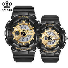SMAEL-reloj deportivo para hombre y mujer, cronógrafo de cuarzo Digital luminoso, resistente al agua, con fecha automática, color negro y dorado 2024 - compra barato