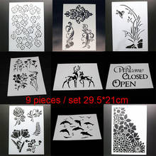 9pcs Stencil Coloring Embossing Orchid Painting Template DIY Scrapbook Diary Stamp Album Decor Office School Supplies Reusable 2024 - buy cheap