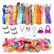 32 Item/Set Doll Accessories=10 Pcs Doll Clothes Dress+4 Glasses+6 Plastic Necklace+2 Handbag+10 Pairs Shoes for Barbie doll 2024 - buy cheap