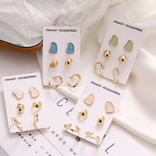 Комплект сережек для женщин-гвоздики VKME в Корейском стиле, кольца неправильной формы золотистого цвета с геометрическим дизайном, ювелирные изделия 2024 - купить недорого