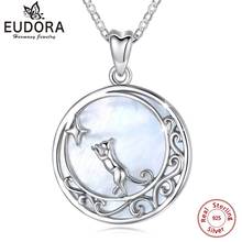 EUDORA Natural Mother of Pearl Pendant White Shell 925 Sterling Silver Pendant Moon Star cat Necklace with free Jewelry Box MB02 2024 - buy cheap