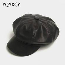 Leather Cap Hat Women Autumn Winter Newsboy Cap Beret Femme Hats For Women Black Ladies Fashion Vintage Hats Gorros Beret 2024 - buy cheap