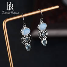 Bague Ringen-pendientes colgantes de Plata de Ley 925 con Topacio Azul, joyería de fiesta, regalo para mujer 2024 - compra barato