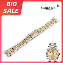Carlywet 20 21mm luxo ouro 316l aço inoxidável sólido curvo fim parafuso links substituição relógio pulseira banda para rolex 2024 - compre barato