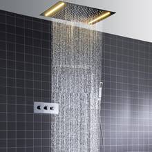 Conjunto de chuveiro com válvula termostática, novo design, 2021, sus, branco quente, luz led, espalhador de chuveiro, torneira 2024 - compre barato