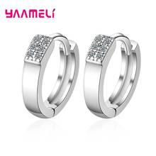 Korean Style Solid 925 Sterling Silver Hoop Earrings for Women Girls Dating Appointment Cubic Zircon Paved OL Fashion Jewelry 2024 - buy cheap