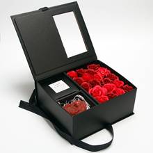 Caja de regalo cuadrada de rosa roja, decoración de jabón, flor, novia, Día de San Valentín, regalo para cumpleaños, regalo para boda o fiesta 2024 - compra barato