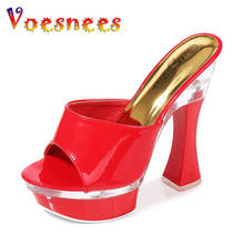 Voesnees  New Shoes Women Slippers Sexy Super High Heel 14 CM Waterproof Table Slippers  Wedding Banquet Nightclub Female Shoes 2024 - buy cheap
