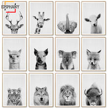Canvas Print Painting Nordic Style Black and White Animals Posters and Prints Deer Giraffe Elephant Wall Art Kids Room Pictures 2024 - buy cheap