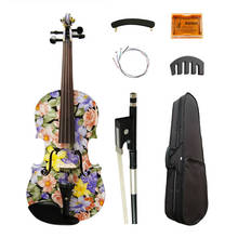 High Quality Flowers Painted Art Violin 4/4 High-grade Ebony Fittings Maple Acoustic Violino Strings Music Instruments with Case 2024 - buy cheap