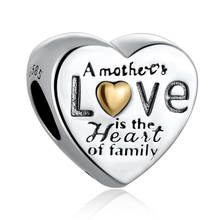 Authentic S925 Silver  Mother Love Family Heart Bead Charm fit Lady Bracelet Bangle DIY Jewelry 2024 - buy cheap