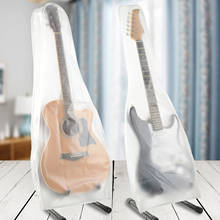 Funda de guitarra acústica portátil de PVC, transparente, recubierta de plata, lavable, a prueba de polvo, impermeable, para guitarra eléctrica folclórica 2024 - compra barato