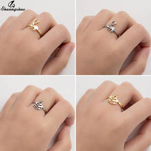 Shuangshuo 2021 Stainless Steel Ring Retro Fashion Christams Tree and Elk Finger Rings Everyday Jewelry for Women Holiday Gift 2024 - buy cheap