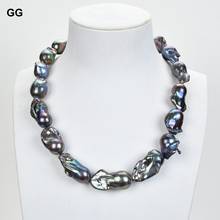 Joyería GG para mujer, collar de perlas color negro Natural, Keshi barroco, 20-25MM 2024 - compra barato