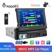 Podofo Carplay 1 Din Car Radio Tape Recorder 7 Inch Manual Retractable Screen 9601C Multimedia MP5 Player FM Stereo Receiver 2024 - buy cheap