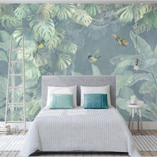 Milofi custom mural wallpaper 3D Nordic vintage hand-painted tropical plants TV background wall decoration mural wallpaper 2024 - buy cheap