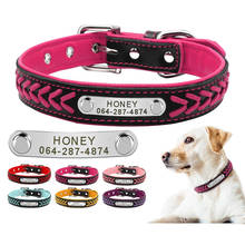 Collar de perro personalizado con nombre, Collar de cuero para gato y cachorro, Collar de perro Labrador púrpura ajustable, envío directo 2024 - compra barato