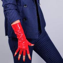 Women's Fashion Sexy Faux Pu Leather Glove lady's Club Performance Formal party Shiny Red Fingerless Driving glove 28cm R2882 2024 - buy cheap
