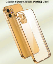 Capa luxuosa galvanizada quadrada, clara para celular, para iphone 11 12 pro max mini, transparente, tpu para x xr xs max 7 8 plus se 2020 2024 - compre barato