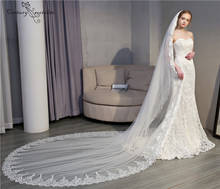 One Layer Bridal Veils With Comb Lace Wedding Veils Cathedral Wedding Accessories Ivory 3.5 Meters Long Bride Veils 2020 2024 - buy cheap