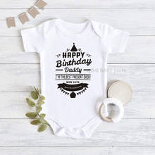 2021 feliz aniversário papai impresso bebê macacão de algodão infantil corpo manga curta roupas do bebê macacão roupas da menina do menino 2024 - compre barato