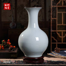 Jingdezhen-jarrón de cerámica con abertura en el hielo, jarrón con acabado dividido en blanco, artesanía China Antigua, muebles para sala de estar 2024 - compra barato