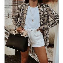 Snake Print Blazer 2021 Women Plus Size Buttonless Suit Office Lady Vintage Casual Long Sleeve Jacket Fashion Elegant Blazers 2024 - buy cheap