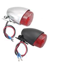 Lâmpada de freio redonda de 12v com led retrô, lente vermelha, para harley scooter scooter cruiser dirt bike chopper atv, universal 2024 - compre barato