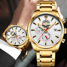 Curren-relógio masculino, pulseira dourada de aço inoxidável, luxuosa, cronógrafo, 2019 2024 - compre barato