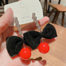 Exaggerated Bow Earrings Red Bead Pendant Female Jewelry High Quality Unusual Earrings Exquisite Jewelry Accessories 2021 Trend 2024 - buy cheap