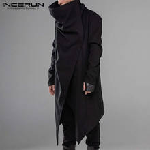 INCERUN Men Cloak Coats Streetwear Turtleneck Solid Long Sleeve Fashion Men Cape Outerwear Punk Style Irregular Jackets S-5XL 2024 - buy cheap