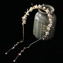 FXLRY-Diadema hecha a mano con perlas de agua dulce, estilo silvestre, flor de verano, moda Vintage, tocado con horquillas 2024 - compra barato