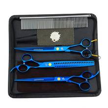 8" titanium blue pet shears dog grooming scissors dog cat hair animal clippers kit cut dog hair scisors pet scissors for cat 2024 - buy cheap