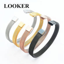 Stainless Steel Bracelets & Bangles Gold Color Wholesale Wire Mesh Cuff Bracelet For Men Party Jewelry Open End Clasp Bracelets 2024 - buy cheap