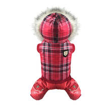 Red Grid Dog Clothes Winter Coat Jacket Hooded Pet Dog Clothes Cotton Warm Pet Jacket Thickness Dog Clothing 2024 - buy cheap