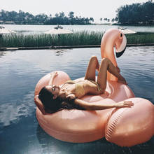 Pink Golden Flamingo Inflatable Pool Float Swimming Circle Rubber Ring Pool Party Toys Water Mattress Beach Bed For Adults Child 2024 - buy cheap