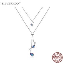 SILVERHOO 925 Sterling Silver Necklace Women Music-Note Pendant Multilayers Necklaces Austria Crystal Good-Looking Fine Jewelry 2024 - buy cheap