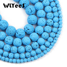 WLYeeS Natural Stone Lake blue Rock Lava Beads 4 6 8 10 12mm Round Loose Beads for Women Jewelry accessories Bracelet Making DIY 2024 - buy cheap