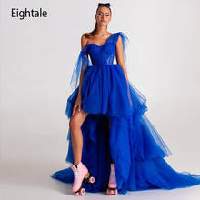Elegante vestido de fiesta de tul para graduación, traje de fiesta árabe con escote en forma de A, alto y bajo, color azul real 2024 - compra barato