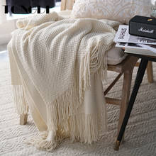 TONGDI Soft Warm Lace Fringed Knitting Wool Thin Throw Blanket Pretty Gift Luxury Decor For Girl All Season Handmade Sleeping 2024 - buy cheap