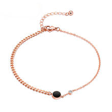 Lokaer Trendy Rose Gold Color Love Black Circle Anklets For Women Titanium Steel Foot Link Chain Anklet Female Jewelry A19041 2024 - buy cheap