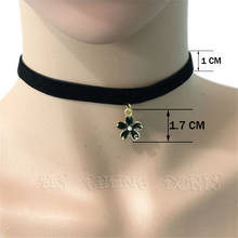 New Fashion Black Velvet Choker Necklace Women Plain Ribbon With Cherry Blossoms Gothic Handmade Retro Jewelry For Gift 2024 - buy cheap