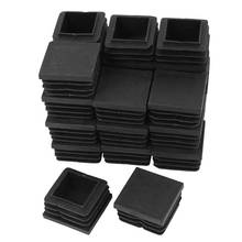 24 Pcs 30mm x 30mm Plastic Ribbed Square End Caps Tube Insert Black 2024 - buy cheap