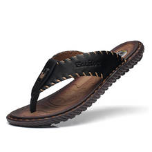 Sandalias antideslizantes para hombre, zapatos de cuero genuino, chanclas de moda para la playa, al aire libre, zapatos casuales clásicos de verano 2024 - compra barato