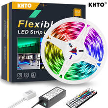 Светодиодная лента RGB SMD 5050 2835 12 В, светодиодсветильник лента s, гибкая Диодная лента для гостиной, ТВ светильник подсветки, Bluetooth 2024 - купить недорого