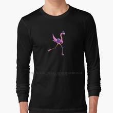 Фламинго помех футболка с длинным рукавом 100% натуральный хлопок большой Размеры Розовый фламинго Achiico Alexia Vuillemard Achiico искусства 2024 - купить недорого